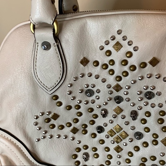 Guess Ladies Handbag Satchel Bag Stone Seun Embellished Studs - Picture 4 of 7